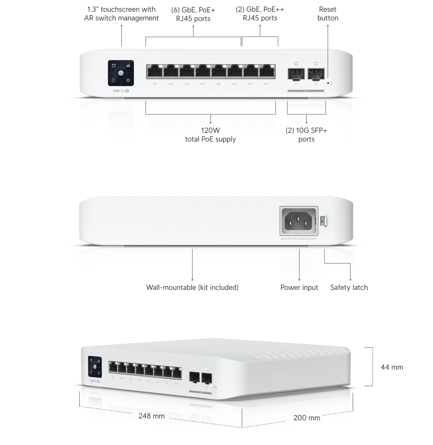 Ubiquiti Networks UniFi Switch Enterprise 8 8-Port 2.5Gb PoE+ Compliant Managed Network Switch with SFP+