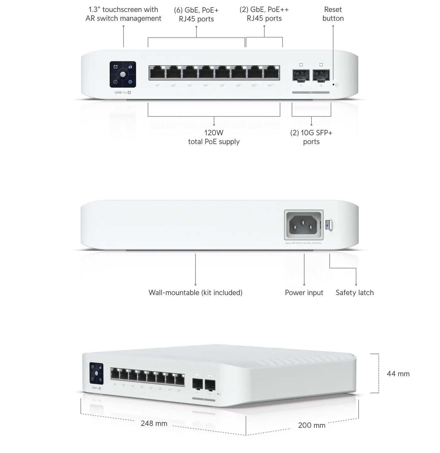 Ubiquiti Networks UniFi Pro 8 8-Port Gigabit PoE++ Compliant Managed Network Switch