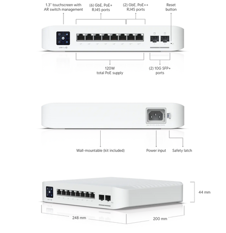 Ubiquiti Networks UniFi Pro 8 8-Port Gigabit PoE++ Compliant Managed Network Switch
