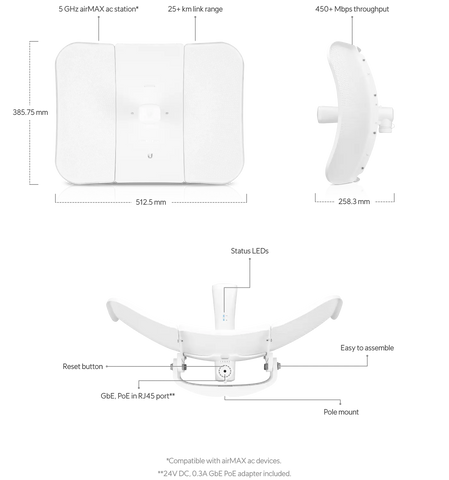 Ubiquiti Networks LiteBeam AC Long Range airMAX ac CPE with Dedicated Management Radio