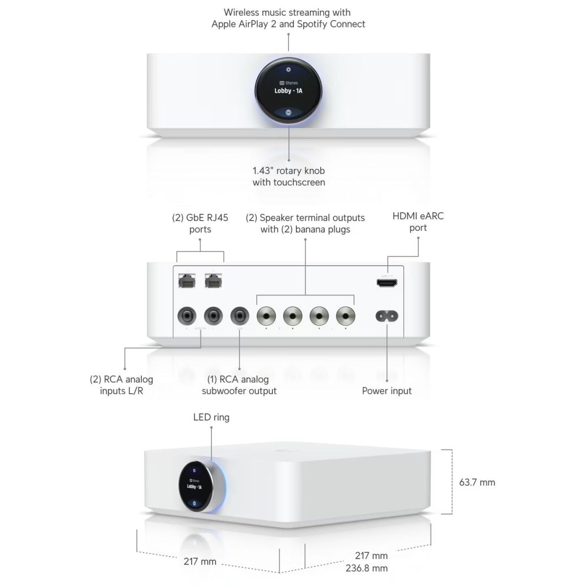 [UPL-Amp-W] Ubiquiti Networks UPL-Amp 2.1-Channel Integrated Amplifier with Wi-Fi (White)