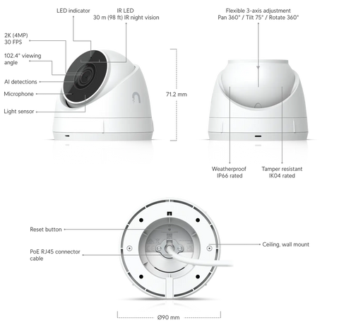 Ubiquiti Networks UniFi Protect G5 Ultra 4MP Outdoor Network Turret Camera with Night Vision