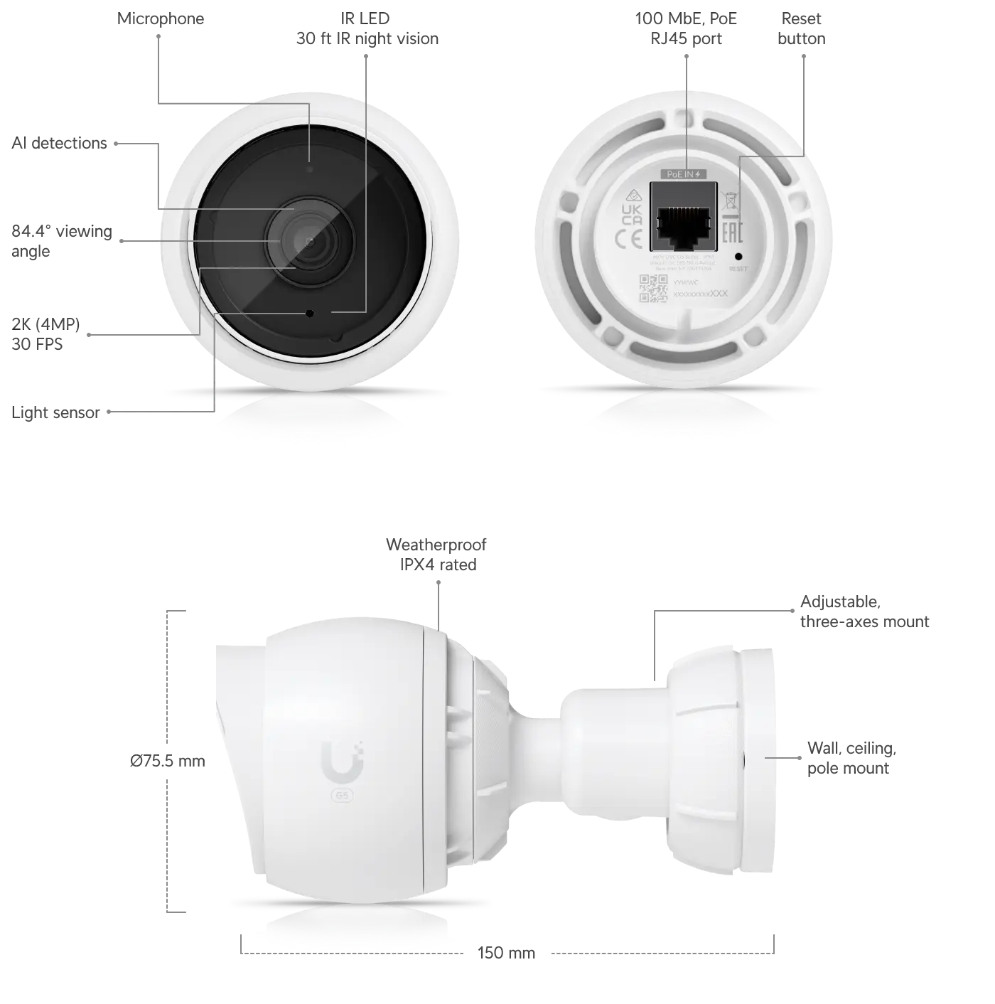 Ubiquiti Networks UniFi G5 Series 4MP Outdoor Network Bullet Camera with Night Vision