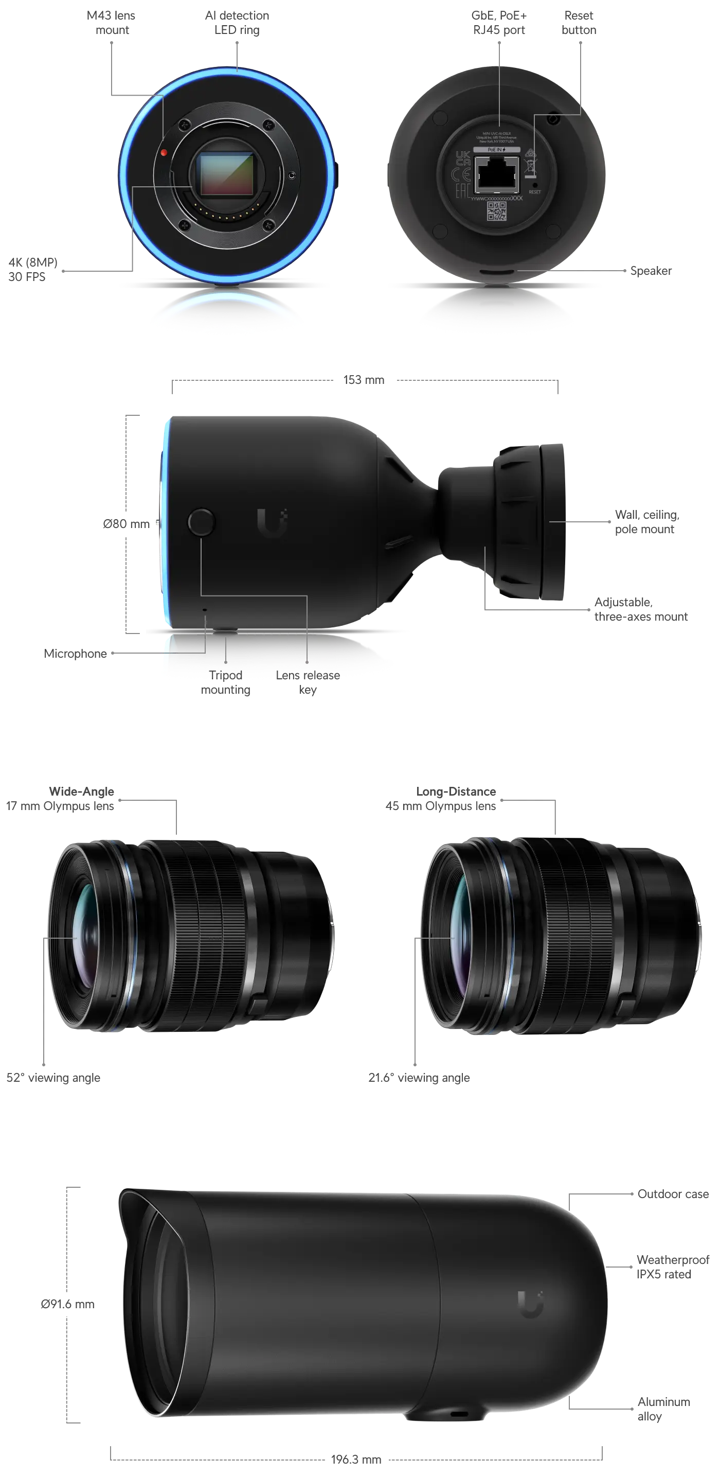 Ubiquiti Networks UniFi AI DSLR 4K UHD Bullet Camera with 17 or 45 mm Lens
